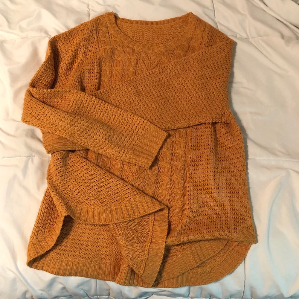 Mustard Yellow Crochet Sweater